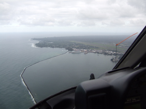 The ship, from the air