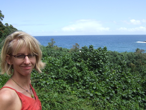 Leslie overlooking the ocean
