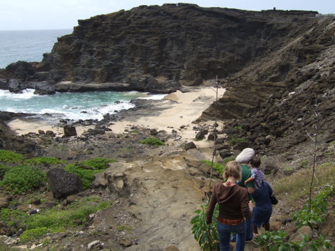Hiking down the rocks